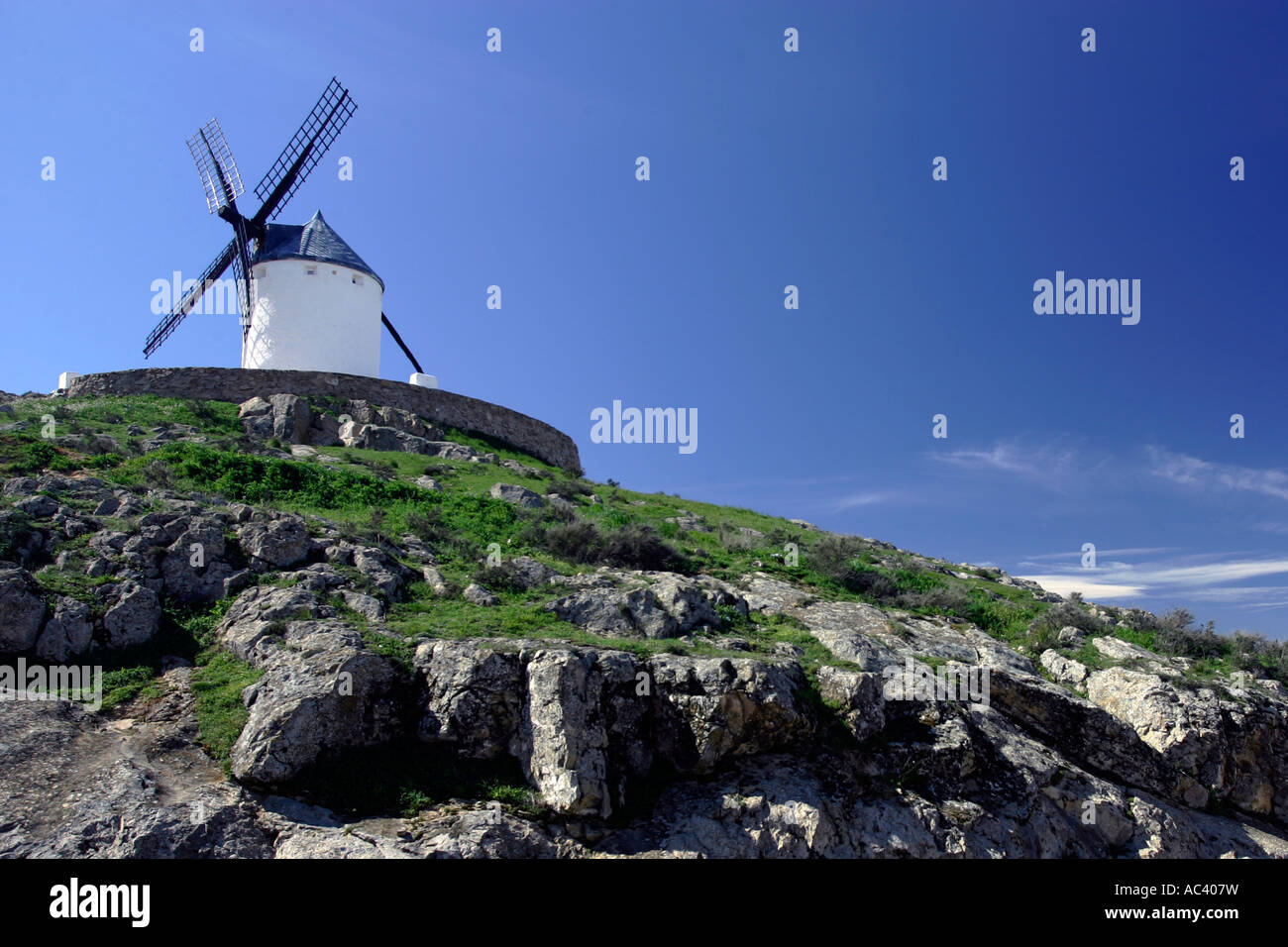 Mulini a vento in Consuegra, Spagna Foto Stock