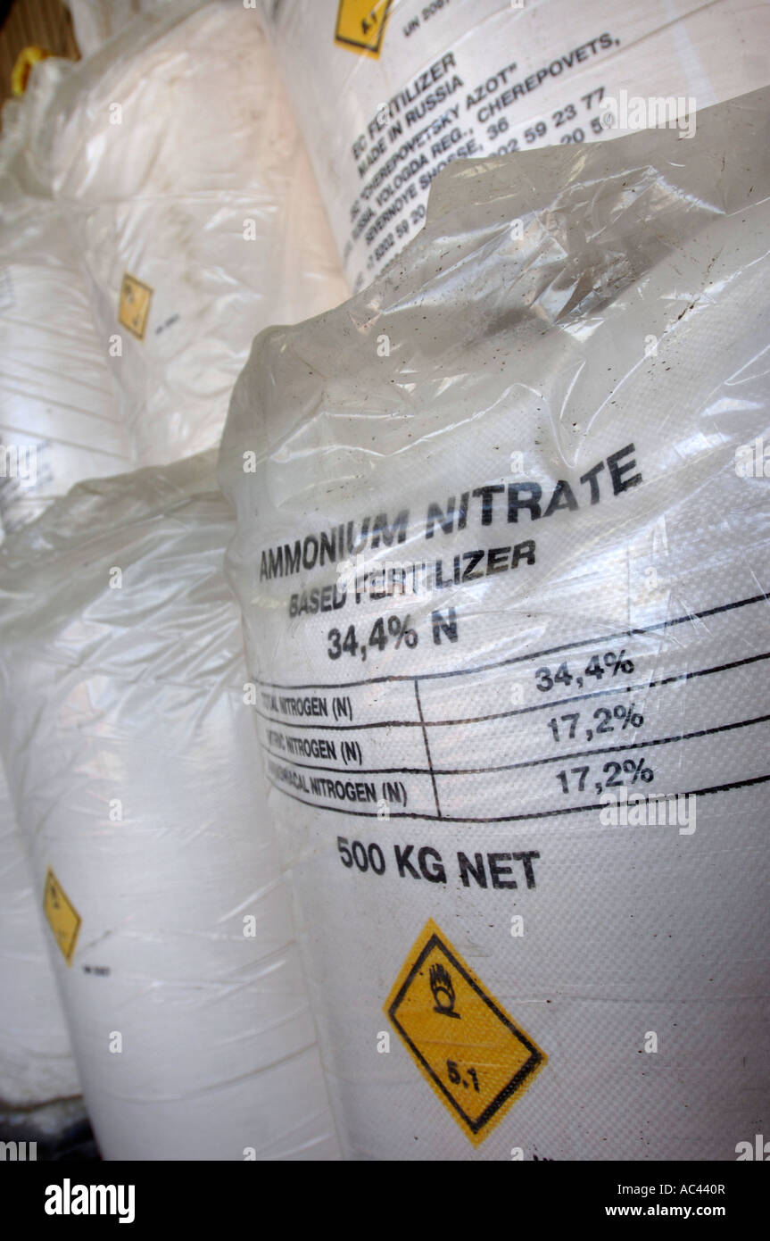 Una dimensione industriale borsa di nitrato di ammonio di concime agricolo che può essere utilizzato in ordigni esplosivi rudimentali REGNO UNITO Foto Stock
