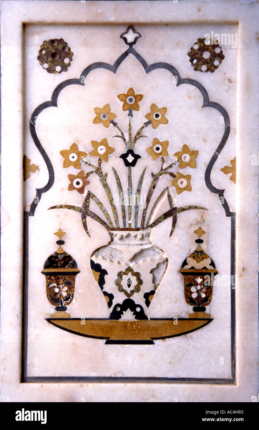 India Rajasthan pittura affresco murale fiori Foto Stock India Rajasthan pittura affresco murale fiori Foto Stock