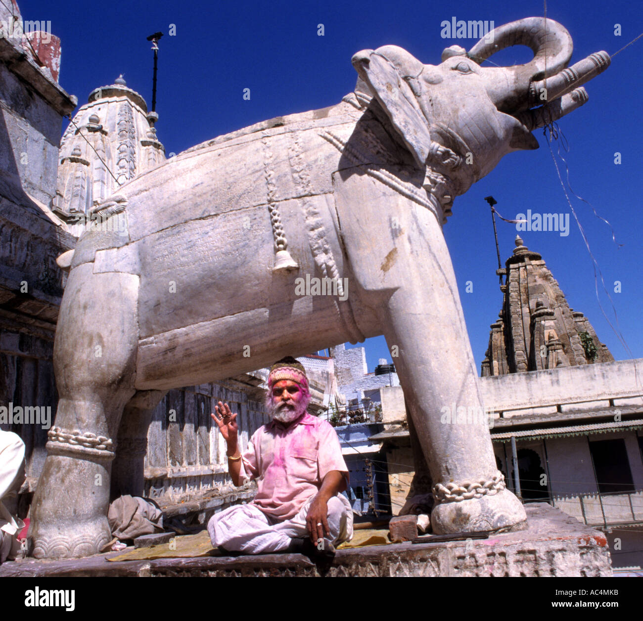 India Rajasthan Udaipur Jagat Elefante Shironmani Krishna Temple Foto Stock