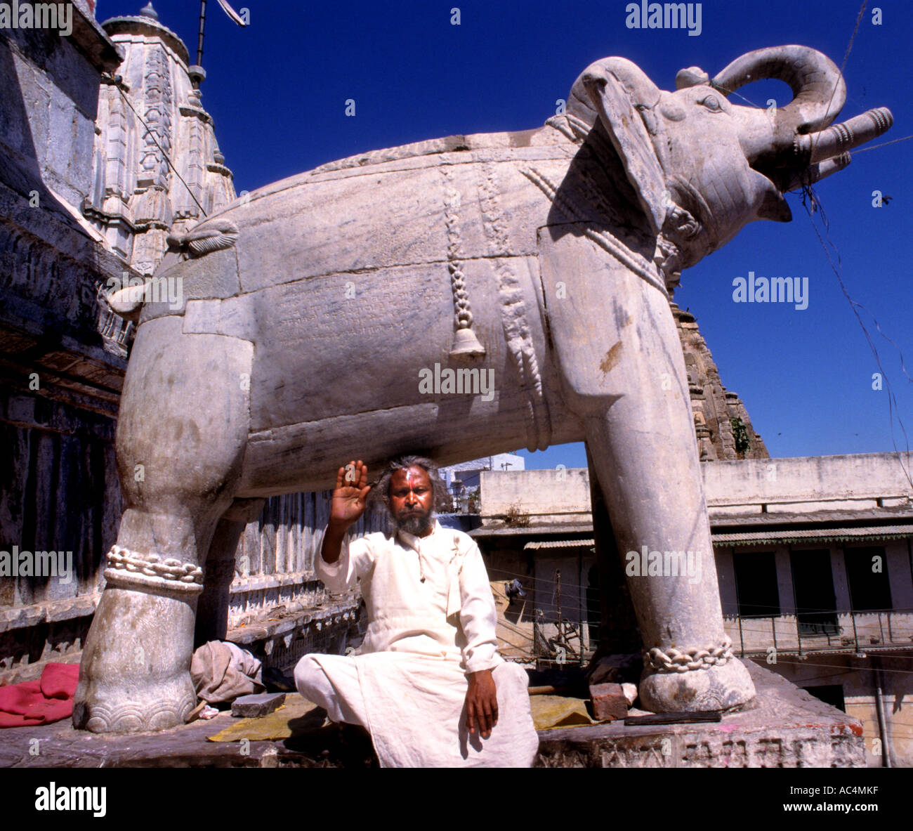 India Rajasthan Udaipur Jagat Elefante Shironmani Krishna Temple Foto Stock