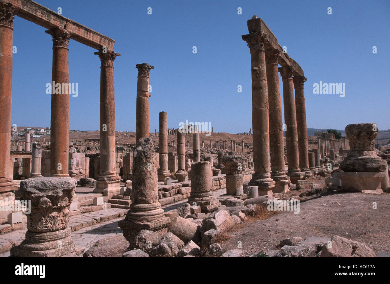Le rovine romane di Jerash Giordania Foto Stock