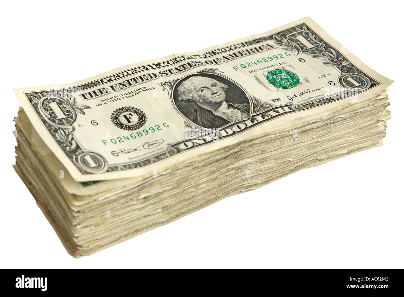 Pila di uno le fatture del dollaro Foto Stock