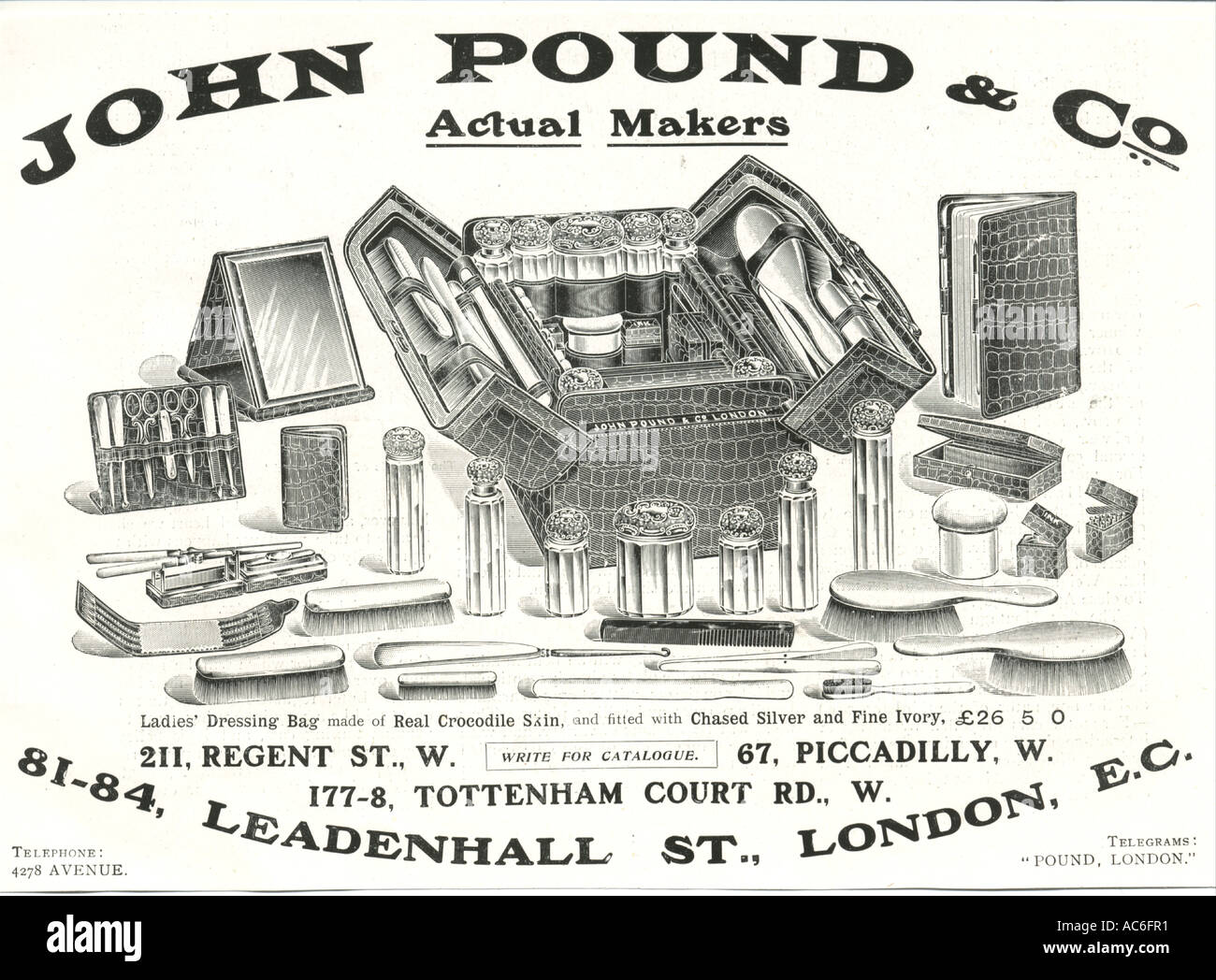 Pubblicità per i bagagli maker John Pound, Londra circa 1890 Foto Stock