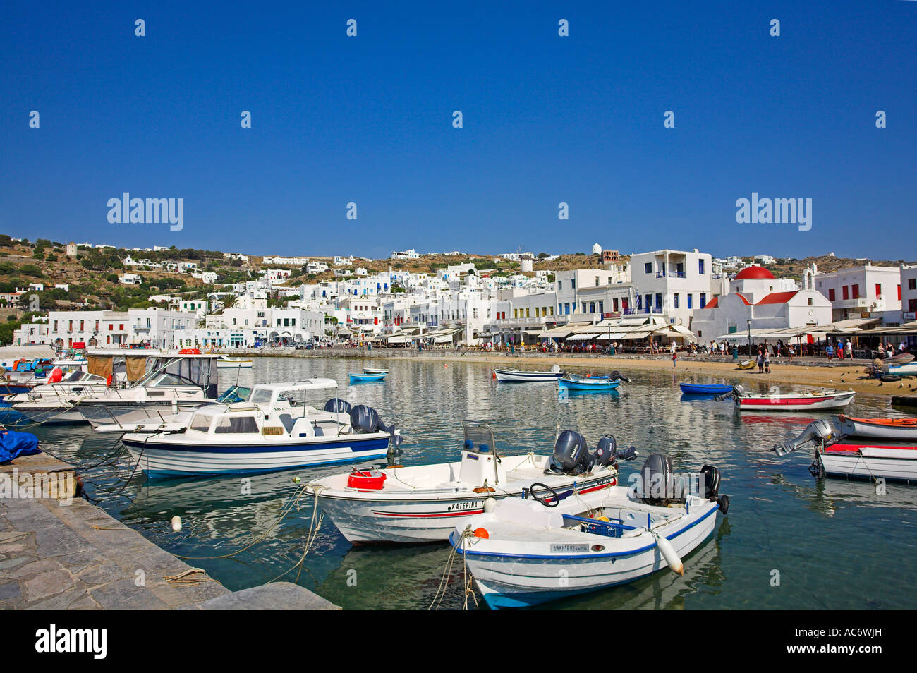 Porto di Mykonos in Grecia Foto Stock