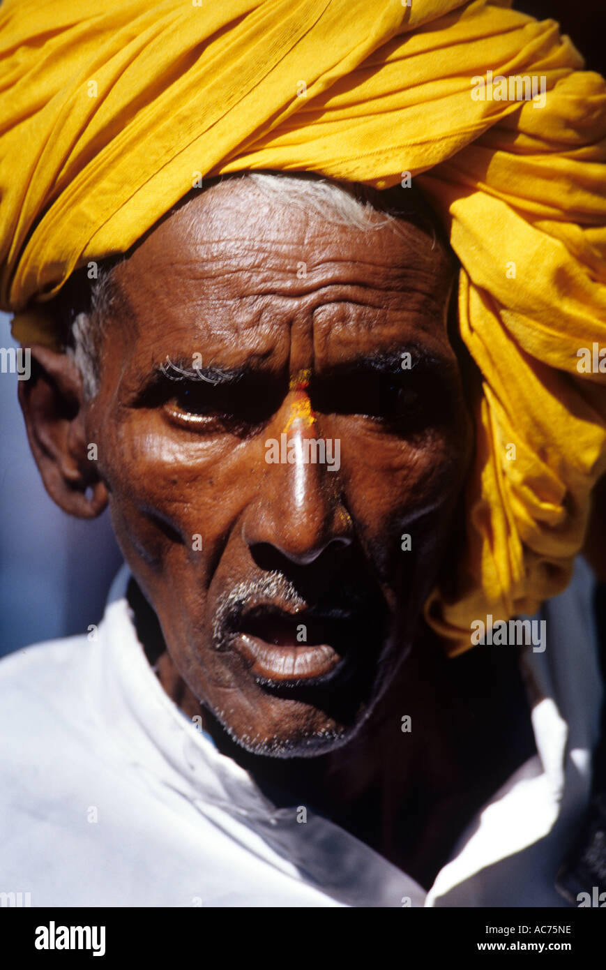 Il vecchio uomo in abito tradizionale di Karnataka Foto Stock