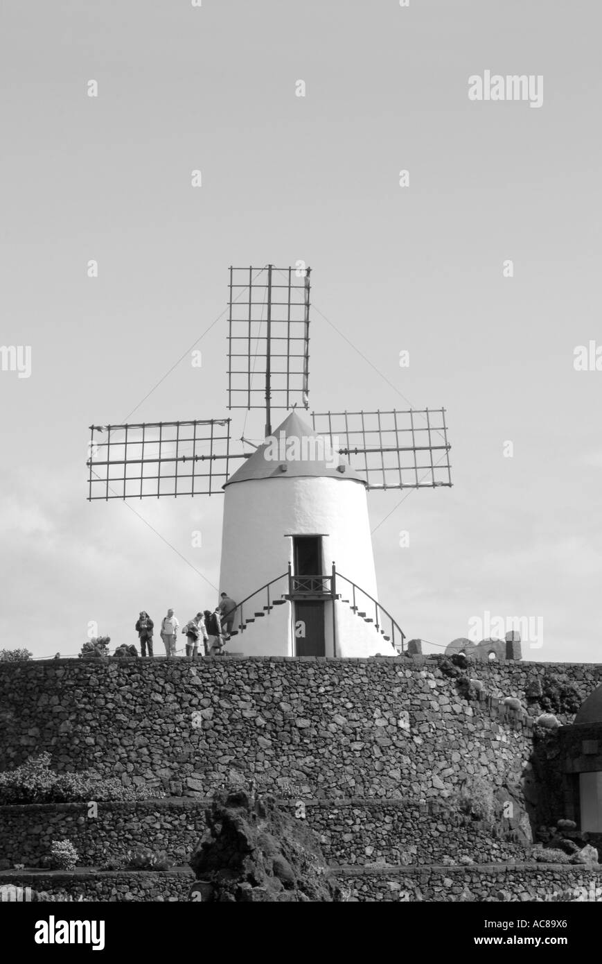Il mulino a vento di isole canarie Lanzarote Windmuehle Kanarische isole Foto Stock