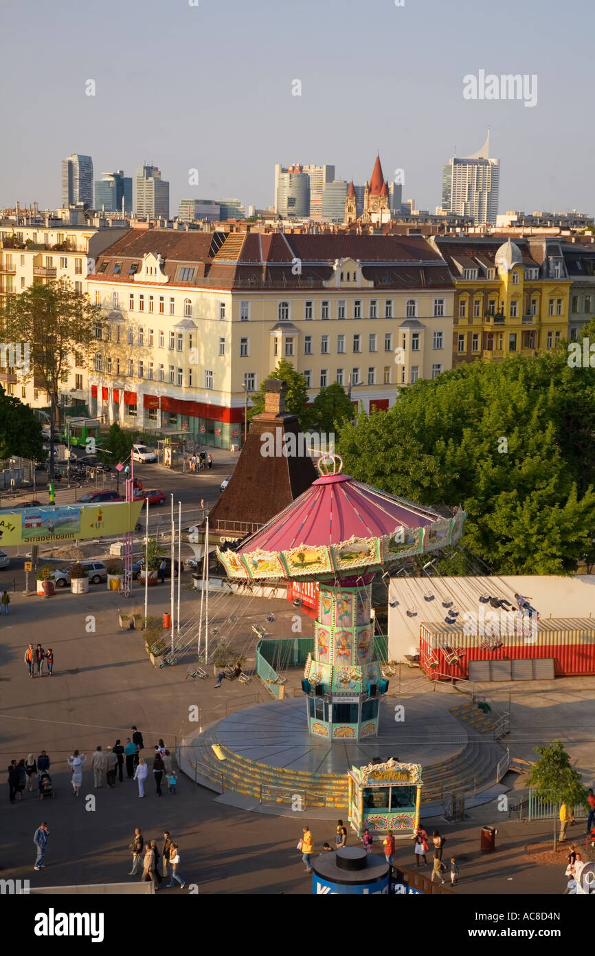 Vienna Austria Prater Ruota grande vista panoramica Foto Stock