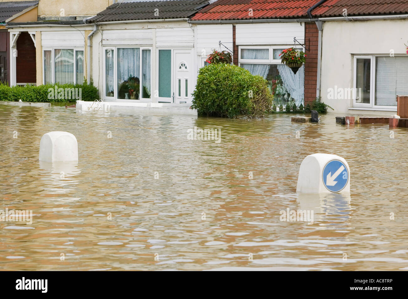 Case colpite dall'inaudita Toll Bar inondazioni nei pressi di Doncaster, nello Yorkshire, Regno Unito Foto Stock