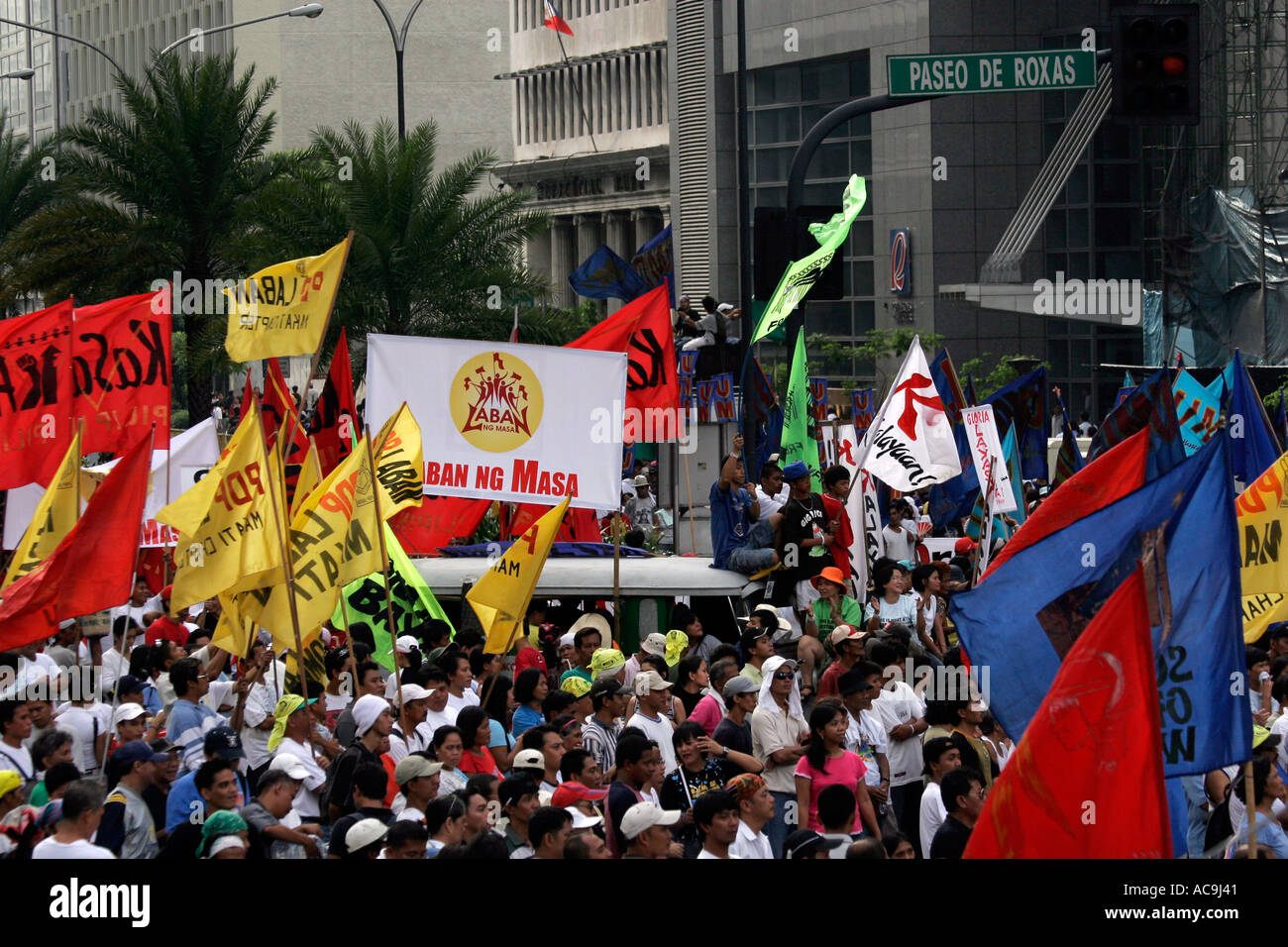 Manifestazione politica Makati Manila Filippine Foto Stock