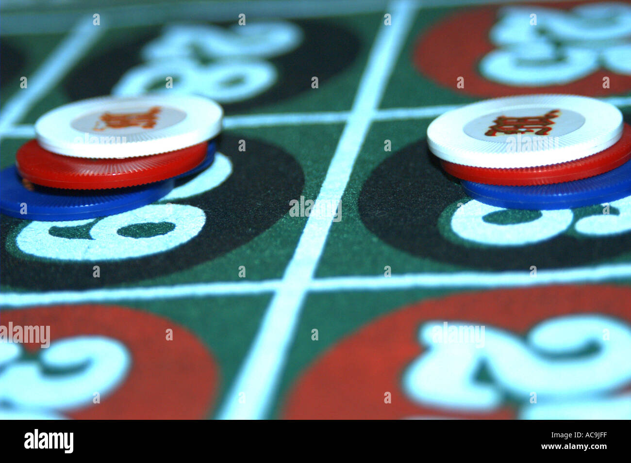 Le varie scommesse sul tavolo della roulette Foto Stock