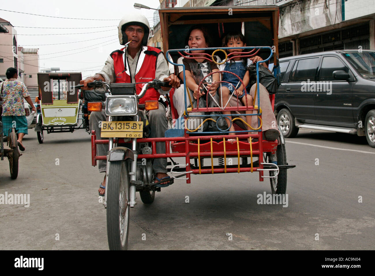 Motociclo taxi Medan Sumatra Indonesia Foto Stock