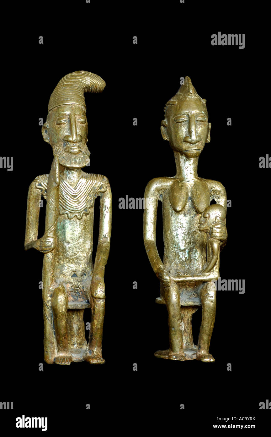 Coppia reale, statue in bronzo, Mali, Africa Foto Stock