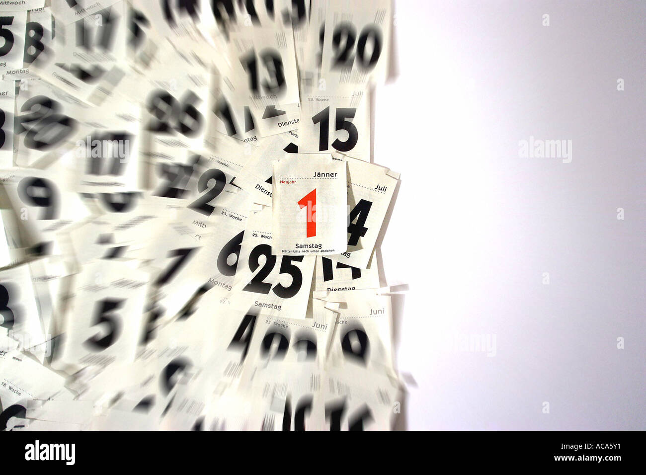 Foglio di calendario Anno Nuovo Foto Stock