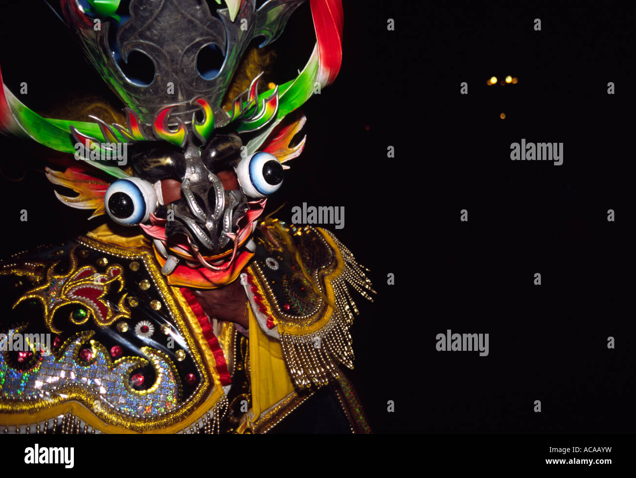 Masked reveller - Puno Week festival, Puno Foto Stock