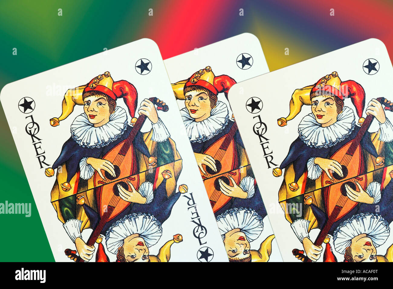 Tre jokers, carte da gioco Foto Stock
