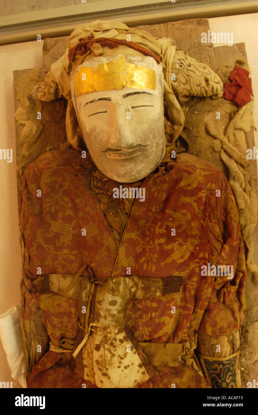 Conserve di cadavere nello Xinjiang museo regionale Urumqi Cina lungo la Via della Seta Foto Stock