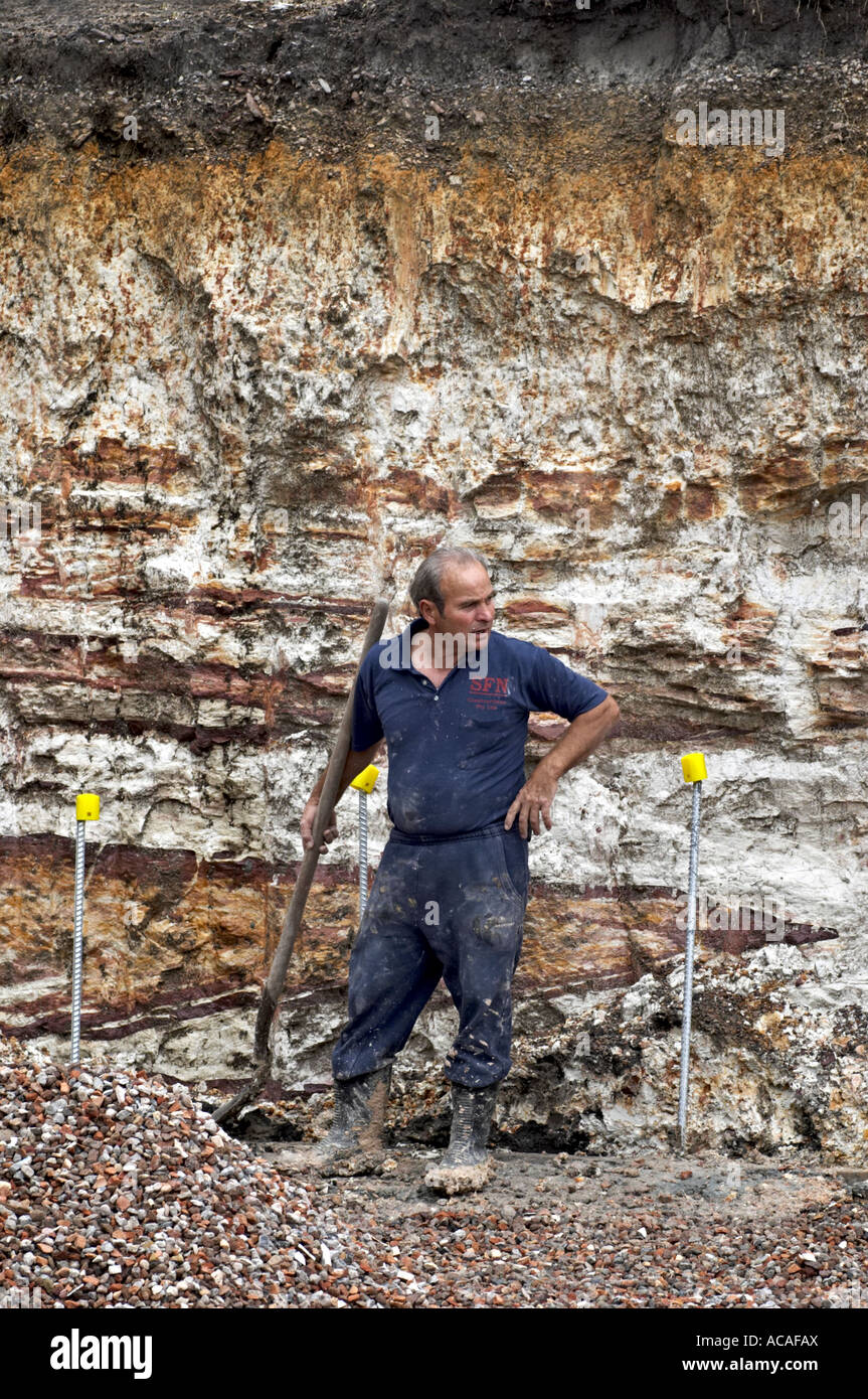 Cantiere di scavo Operaio Foto Stock