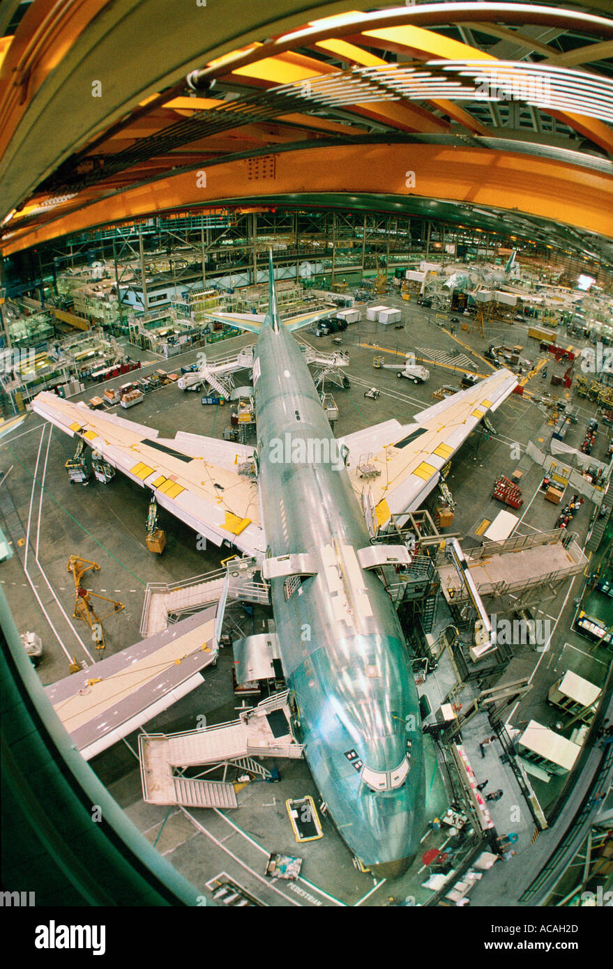 Boeing 747 jumbo jet aeroplani sulla produzione industriale facility in linea Seattle Washington STATI UNITI D'AMERICA Foto Stock