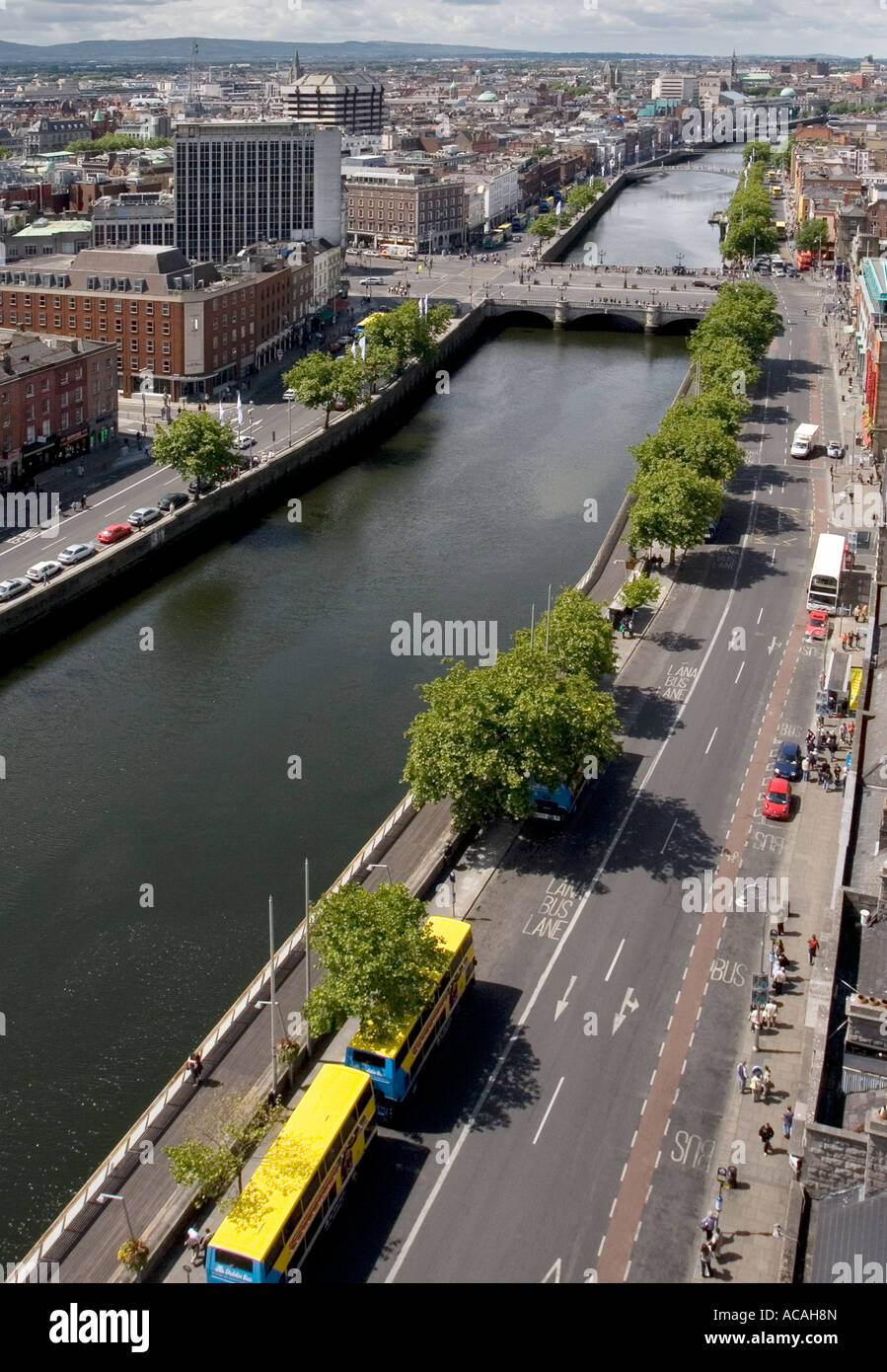 Fiume Liffey, Dublino, Irlanda. O'Connell Street, capitale, città capitale, Foto Stock