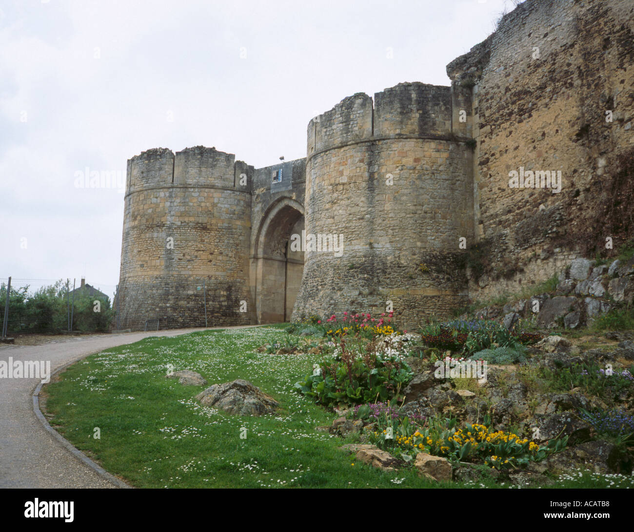 Ingresso al chateau guillaume le conquerant, falaise, calvados, Normandie, Francia. Foto Stock