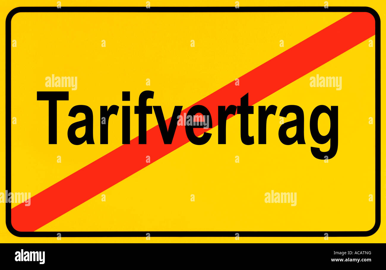 Città tedesca limiti segno simboleggia la fine del contratto collettivo di lavoro Foto Stock