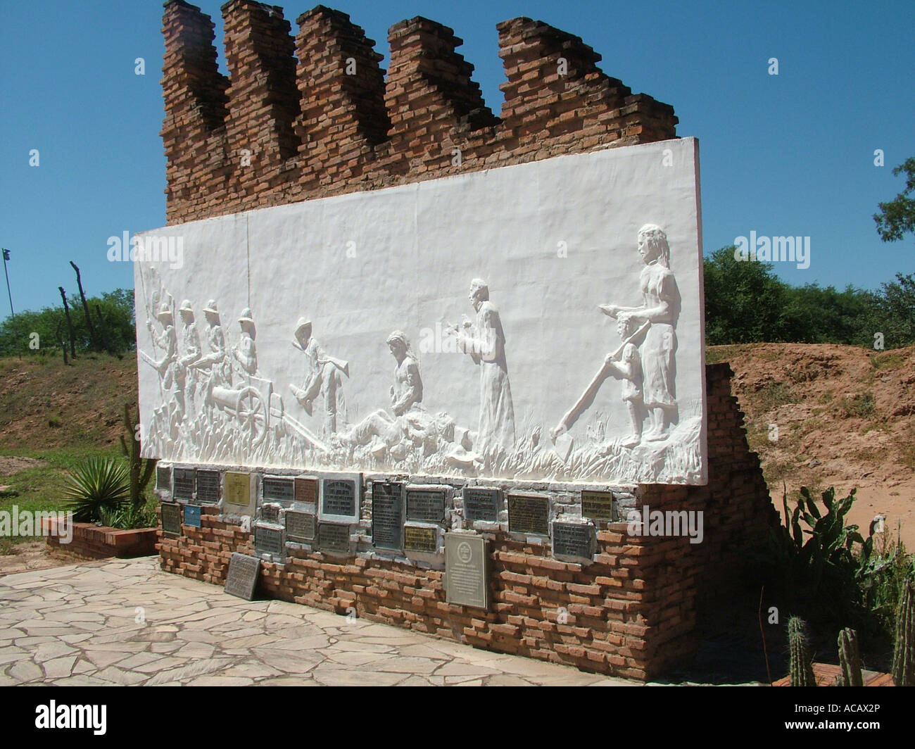 Monumento ricordando il Chaco guerra, Fortín Boquerón, Gran Chaco, Paraguay Foto Stock