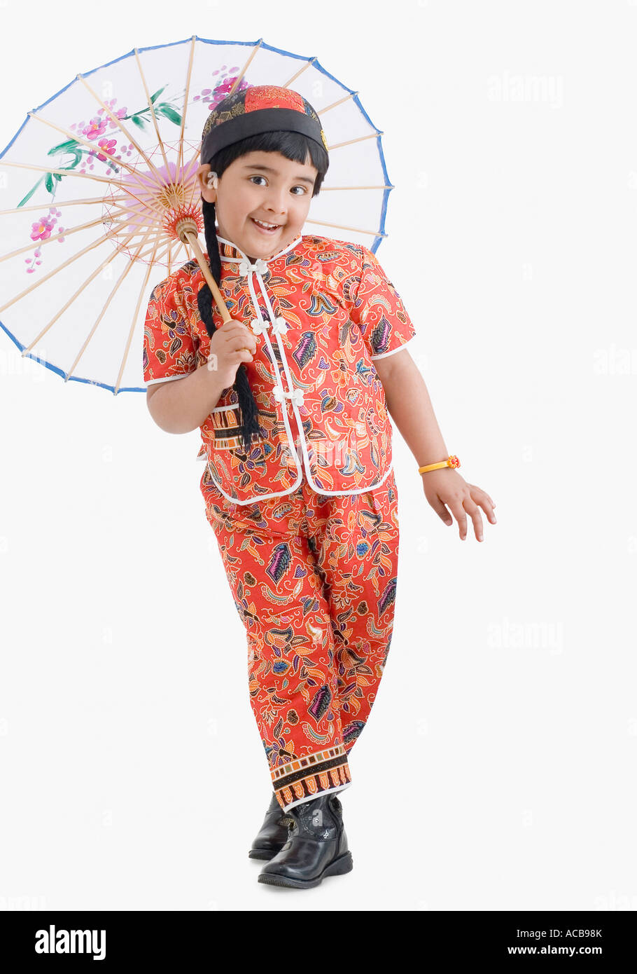 Ritratto di una ragazza con un ombrellone Foto Stock