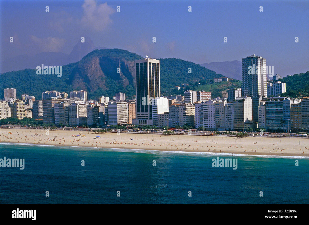 Spiaggia di Copacabana città di Rio de Janeiro in Brasile Foto Stock