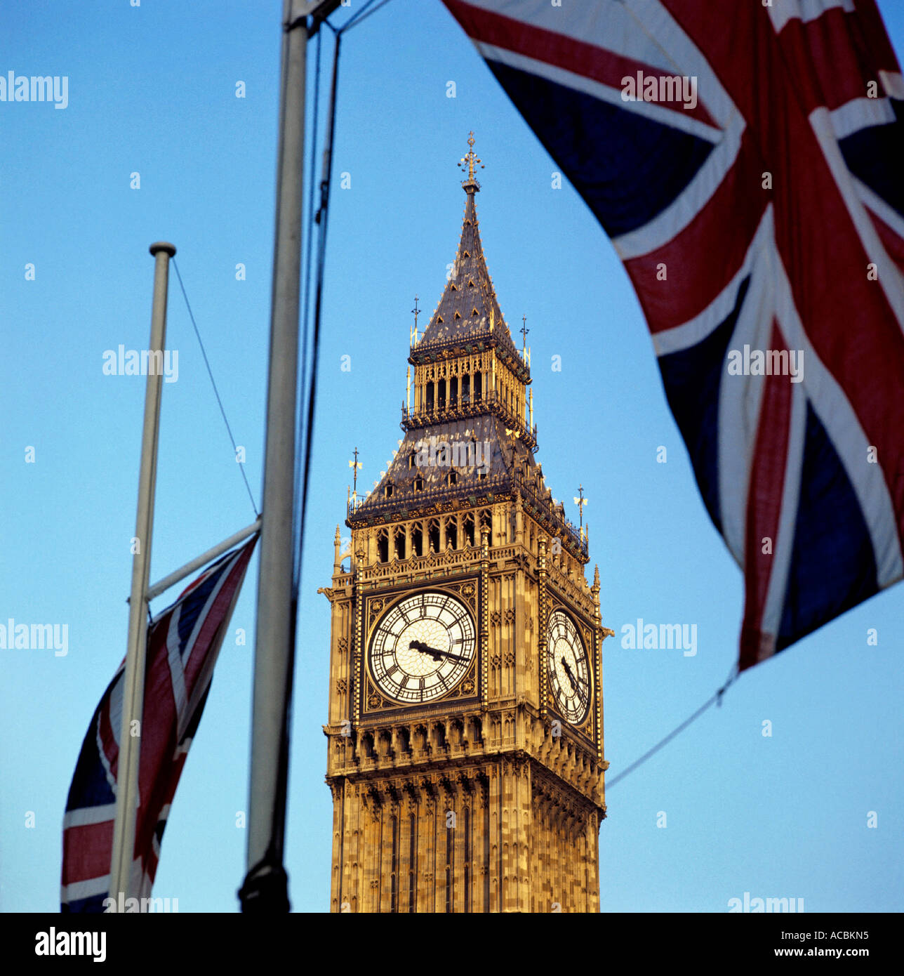 Union Jack flag tower big ben city di Londra Inghilterra gran bretagna Foto Stock