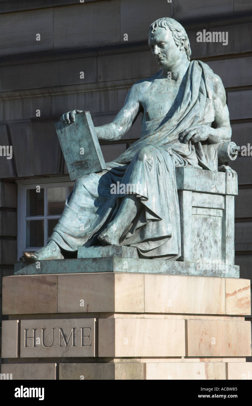 David Hume statua, Royal Mile di Edimburgo, Scozia. Foto Stock