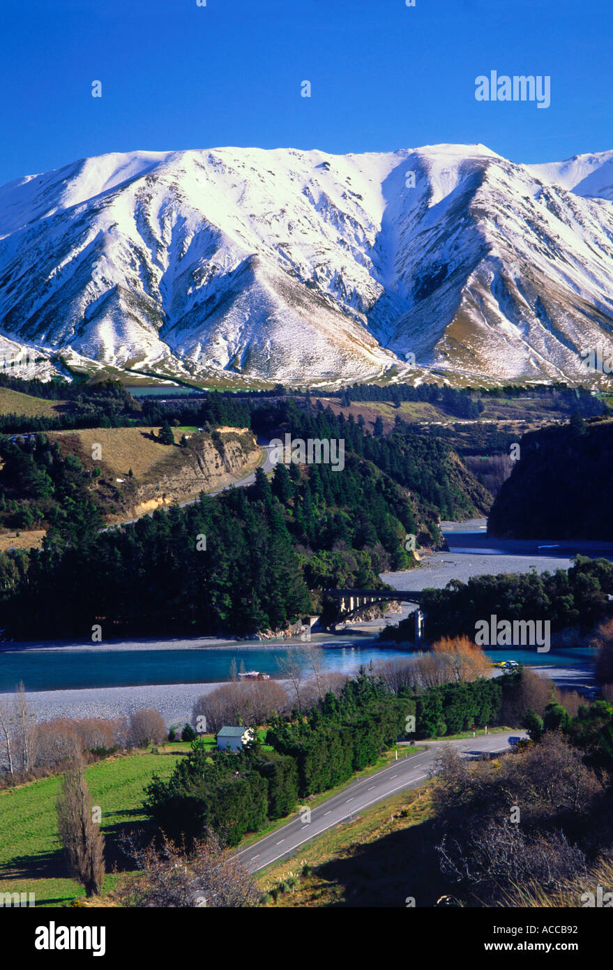 Rakaia gorge in Canterbury in Nuova Zelanda Foto Stock