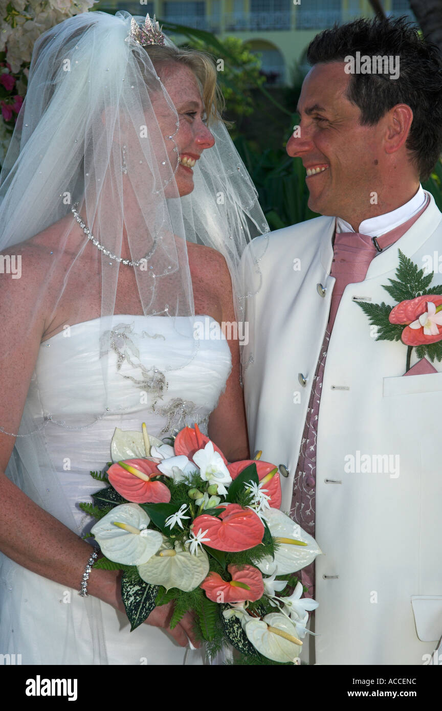 Sposa e lo sposo a Wedding Foto Stock