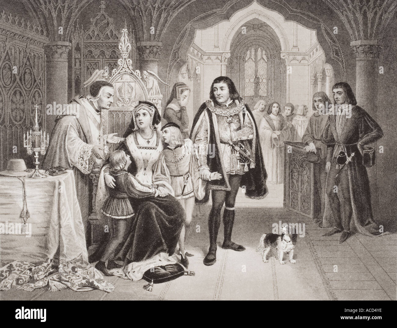 I figli di Edoardo IV partirono dalla madre Elizabeth Woodville, da Richard, duca di Gloucester. Foto Stock