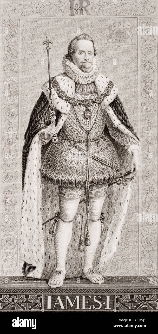 Giacomo I 1566 1625 re di Scozia come Giacomo VI da 1567 a 1625 e primo Stuart re d'Inghilterra Foto Stock
