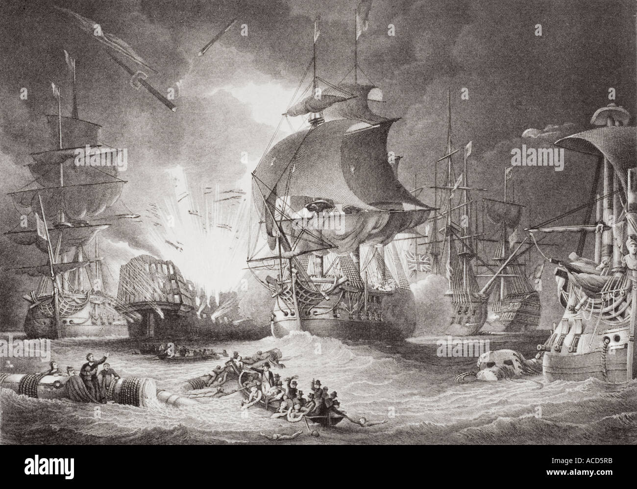 La battaglia del Nilo, la notte del 1 agosto 1798. Foto Stock