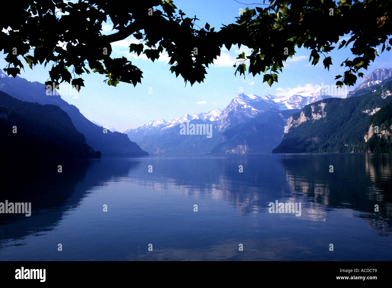 Sun, Tramonto, Tramonto, Svizzero, Canton, Alpi, colline, Valley, sul Lago Lucerna, Vierwaldstatters Vierwaldstatter vedere Foto Stock