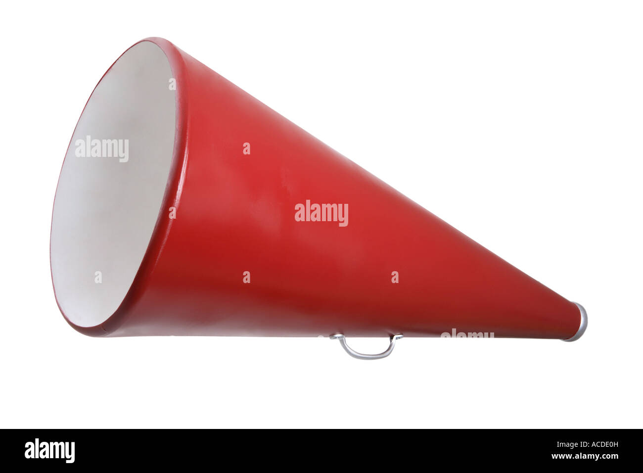 Red megafono ritagliata su sfondo bianco Foto Stock