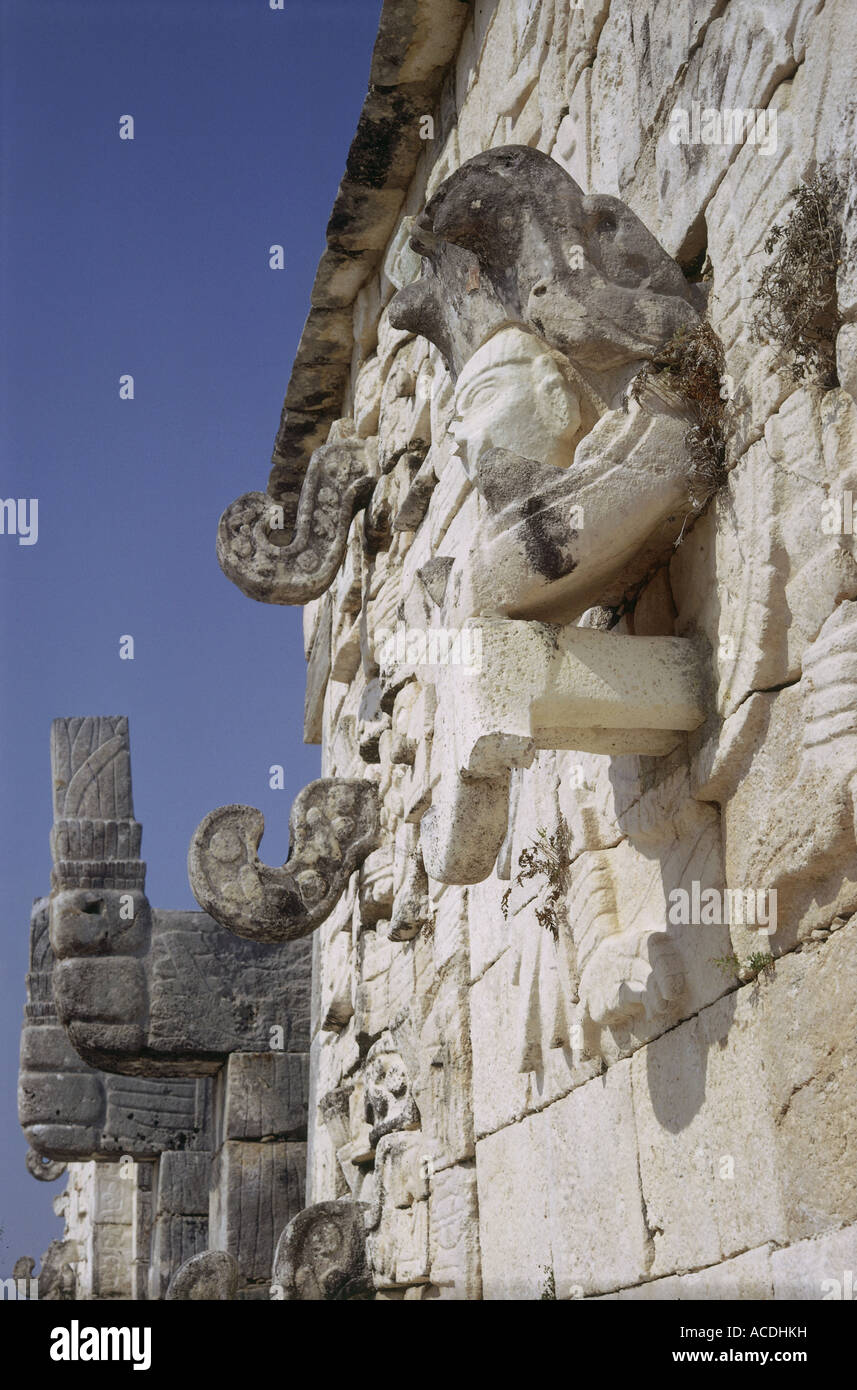 Geografia / viaggio, Messico, Chichen Itza, città Maya, fondata nel 5th secolo DC, dettaglio: Fregio con maschera di pioggia dio Chac, sollievo, , Foto Stock