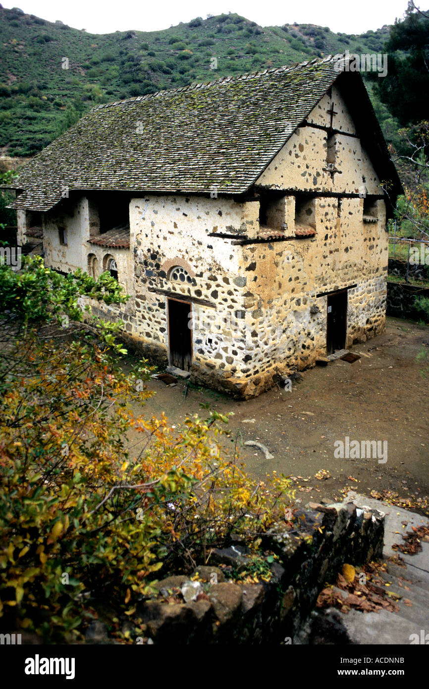 Regione di Troodos di Cipro vanta antiche chiese bizantine. Foto Stock