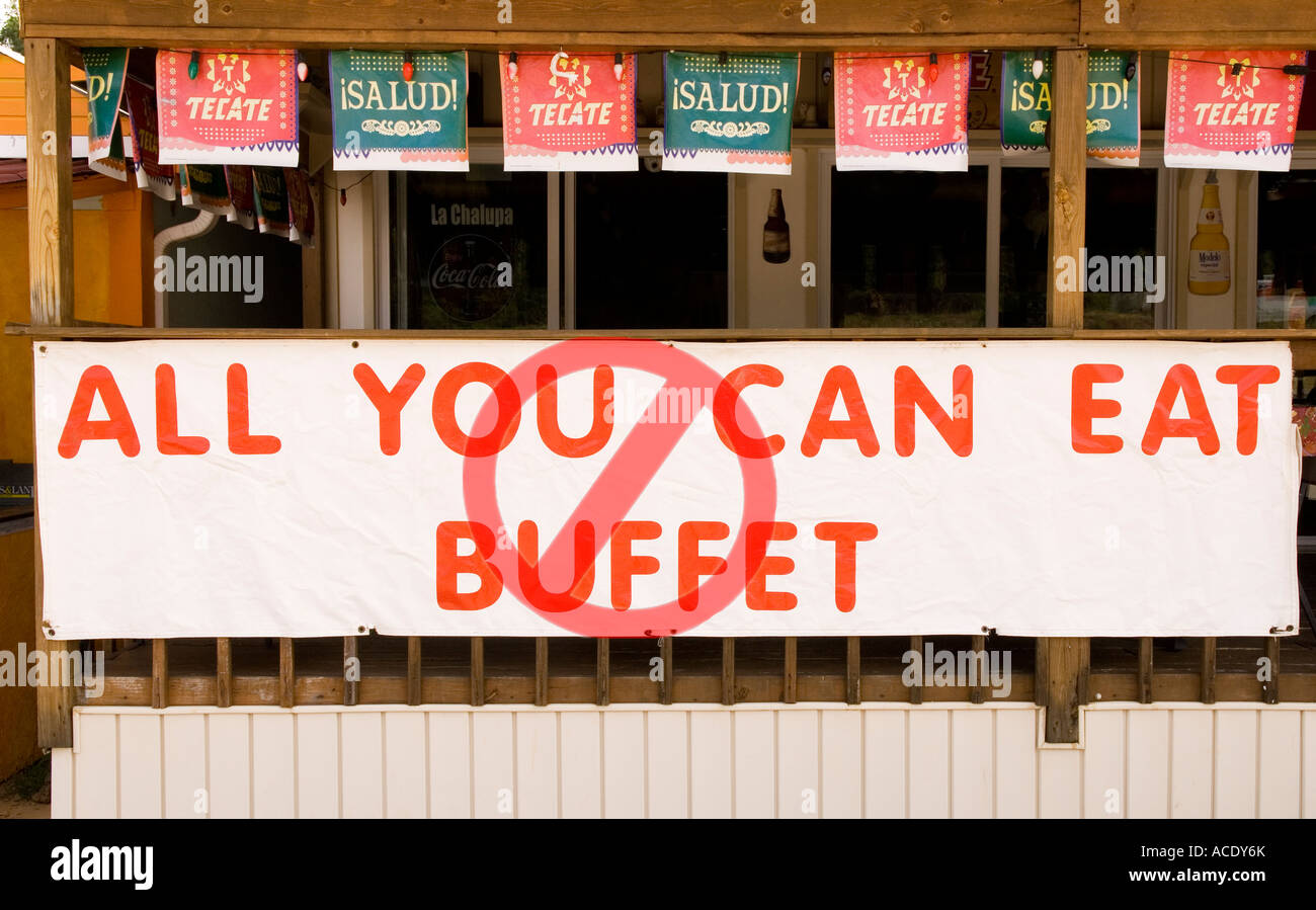 Dire di no a tutto quello che potete mangiare a buffet segno NEGLI STATI UNITI. Dieta e nutrizione Concept Foto Stock