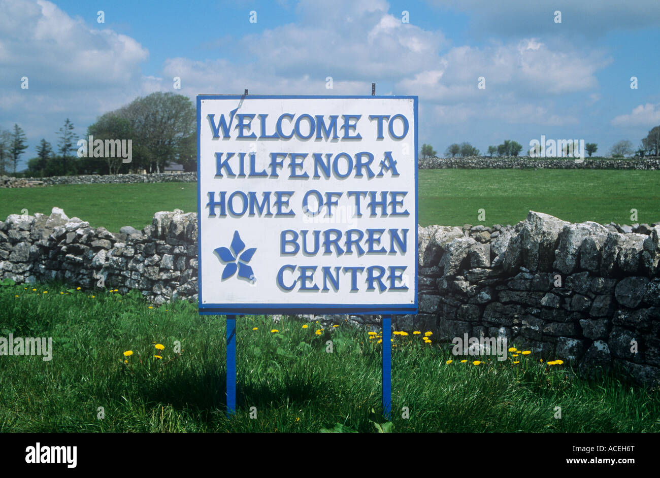 Kilfenora Burren Centre segno, Co. Clare, Repubblica di Irlanda Foto Stock