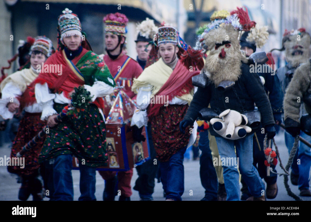 Il rumeno Nuovo Anno Winter Festival doganale Romania settentrionale Foto Stock