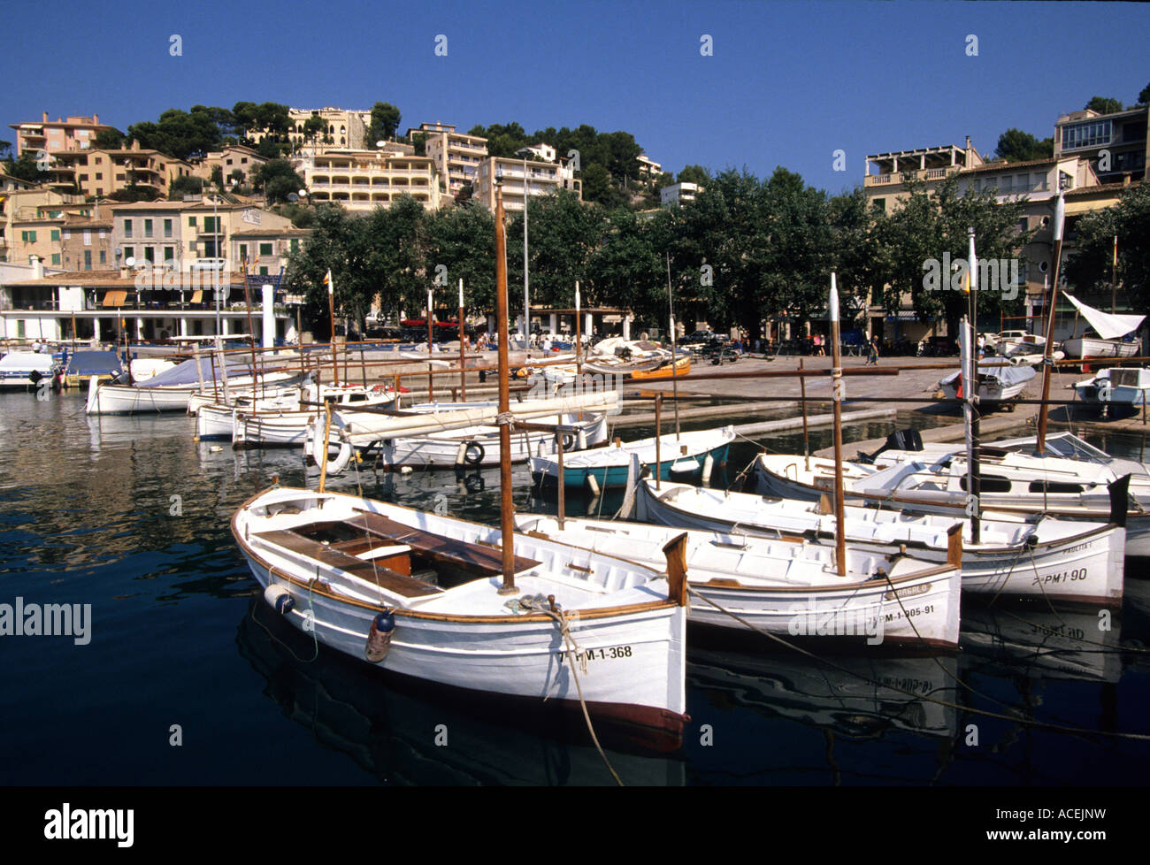 Barche da pesca Puerto Soller Maiorca Spagna Europa Foto Stock