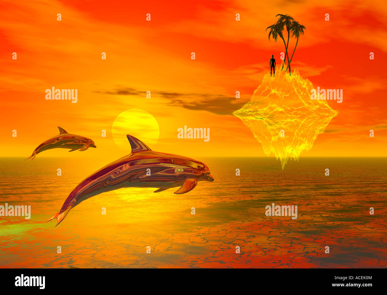 Fantasy Island 3D'Immagine concettuale di una fuga Fantasy Island. Foto Stock