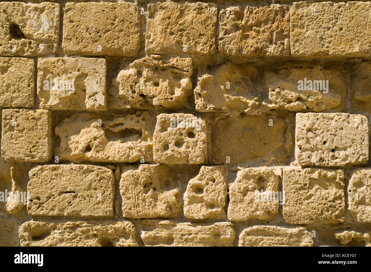 Parete del castello di Kyrenia, Girne, Kerynia, Cipro del Nord, Mediterraneo, Europa Foto Stock