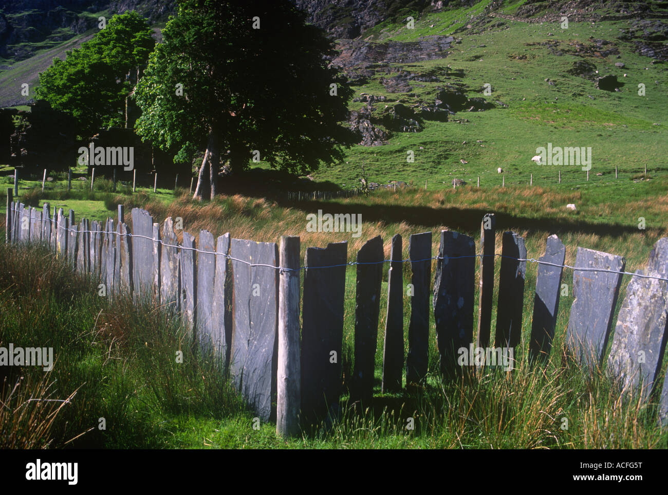 Gwynedd Snowdonia Snowdon Cwm y Llan ardesia industria di recinzione Foto Stock