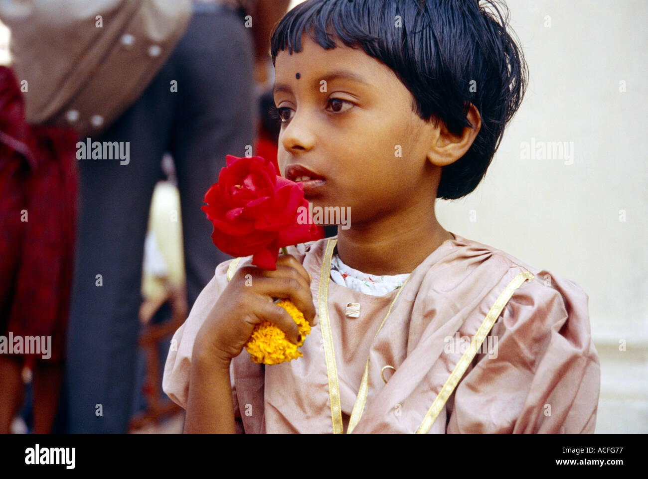 Kolkata India Dakshineswhwar bambino tempio indù di Rose induismo Foto Stock