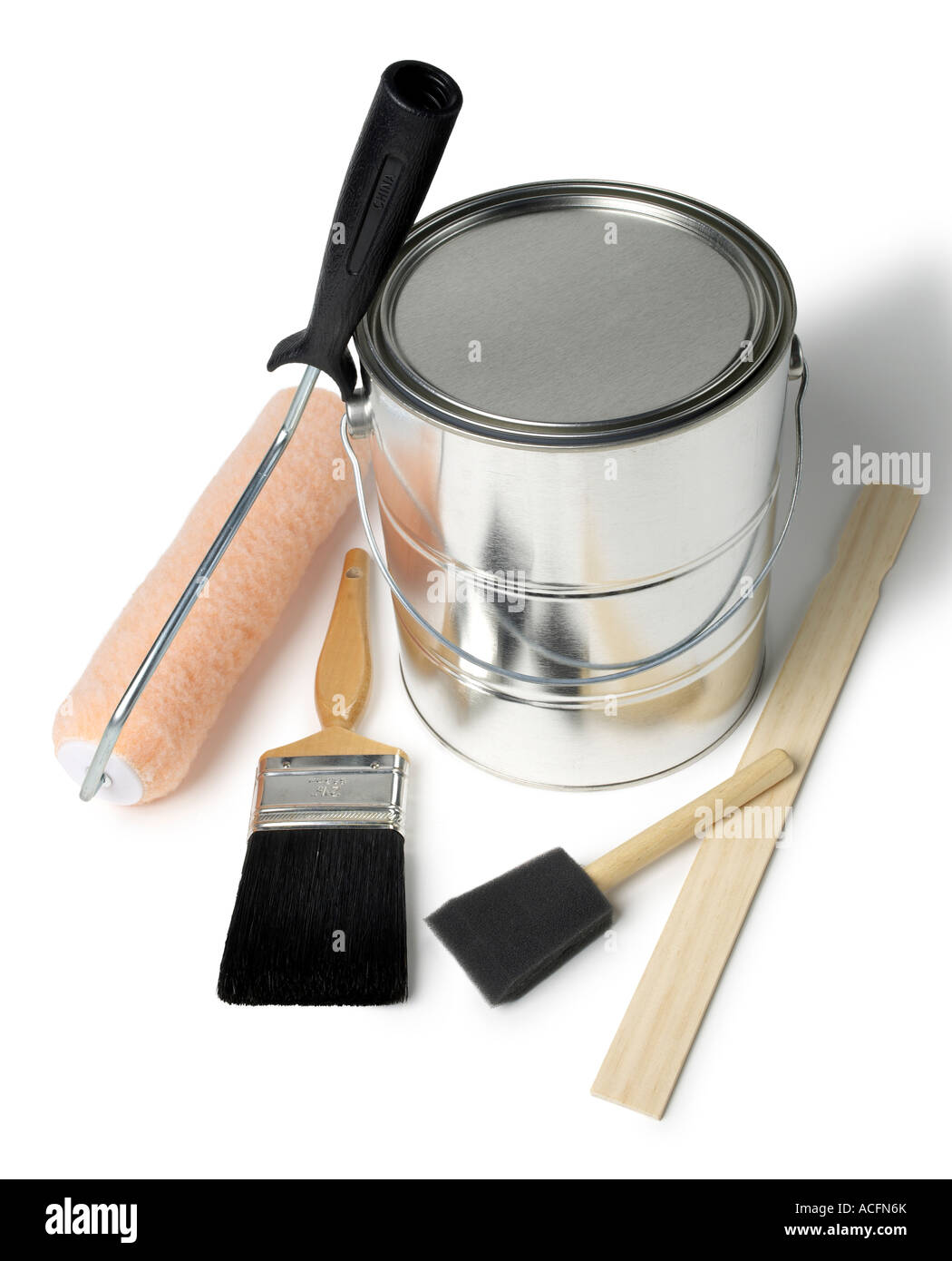 La vernice può spazzola a rullo Foto Stock