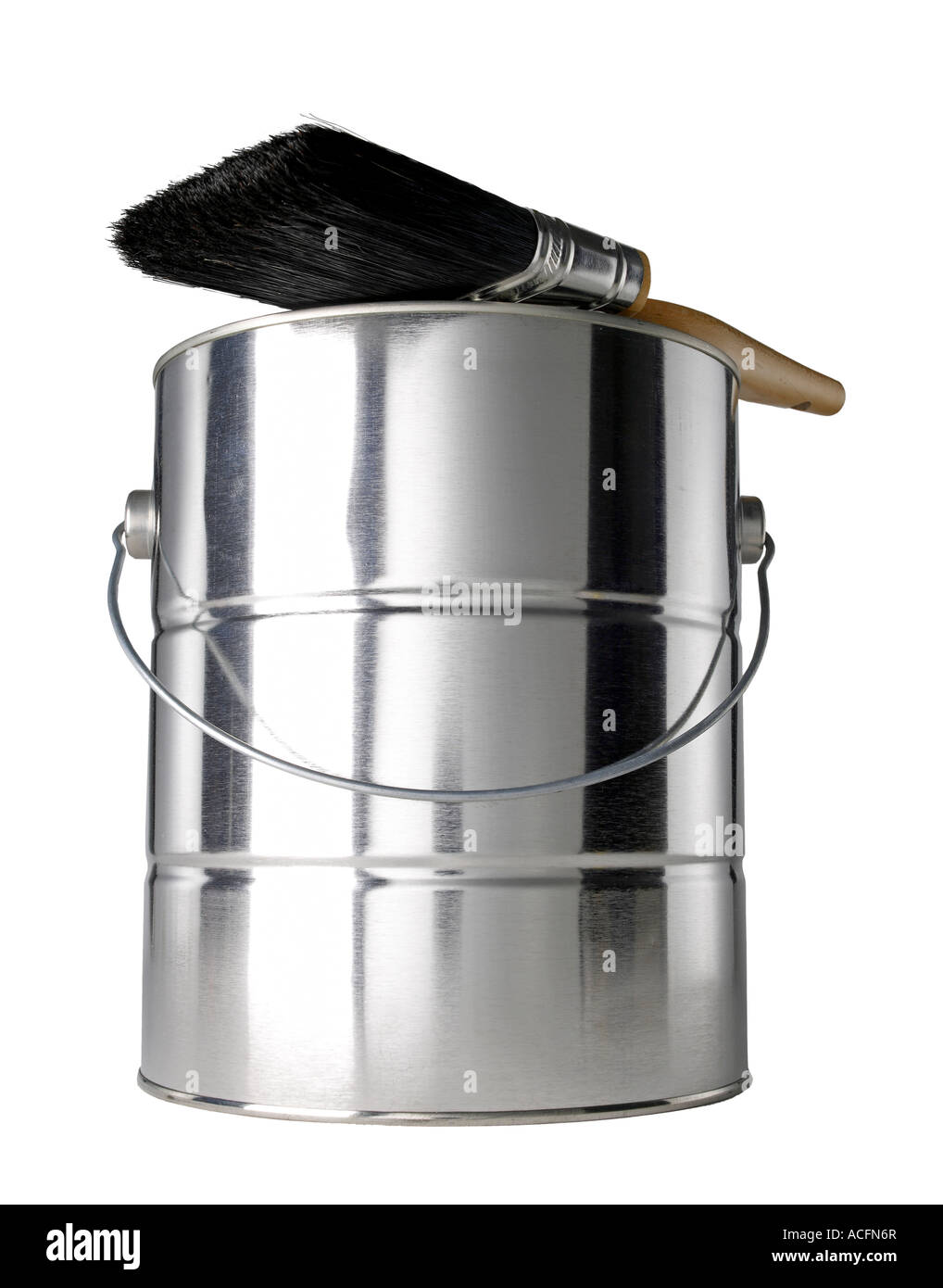 La vernice può e spazzola Foto Stock